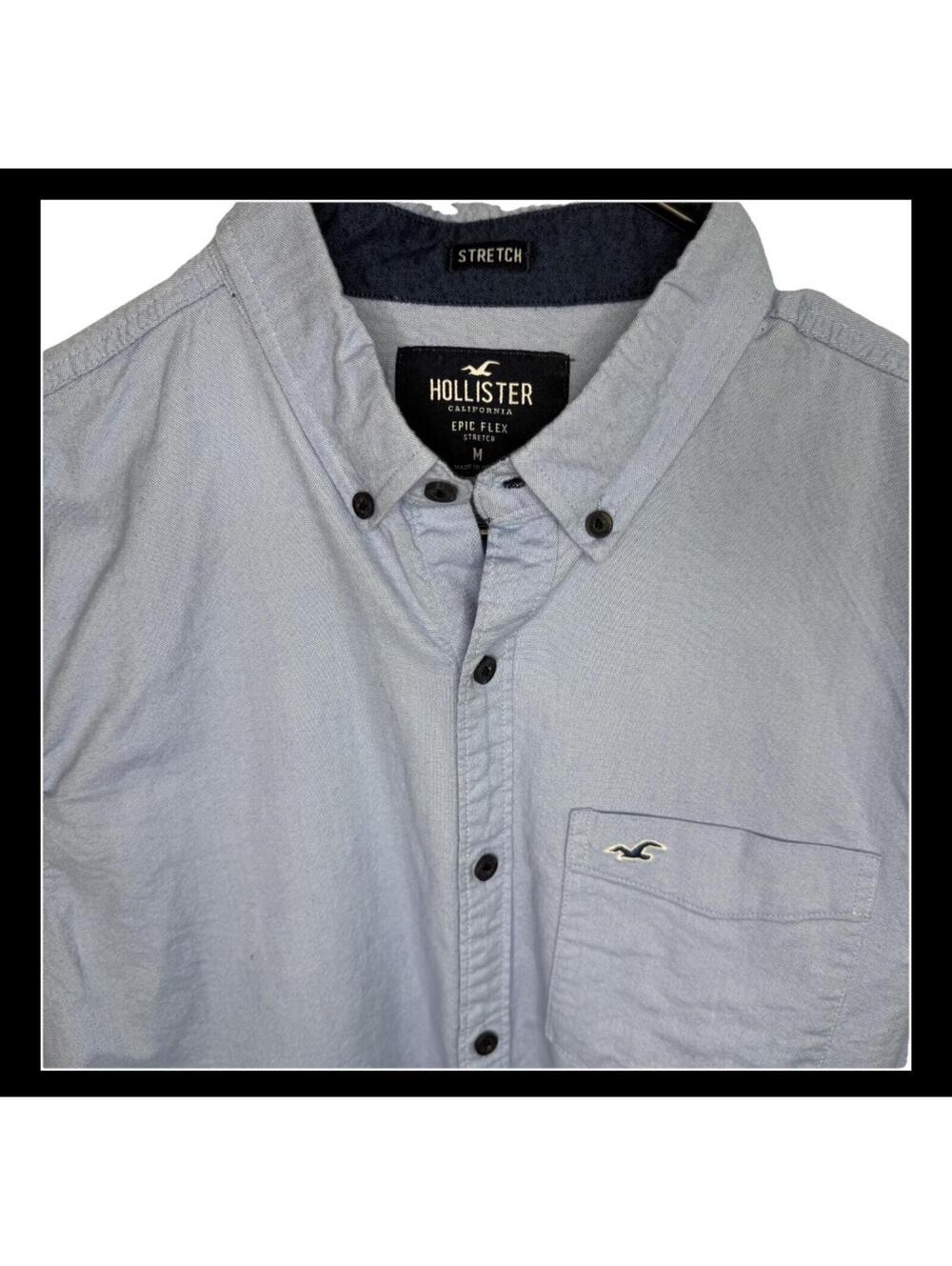 Hollister Men's M Button Down Shirt Light Blue Epic Flex Stretch Long Sleeve
